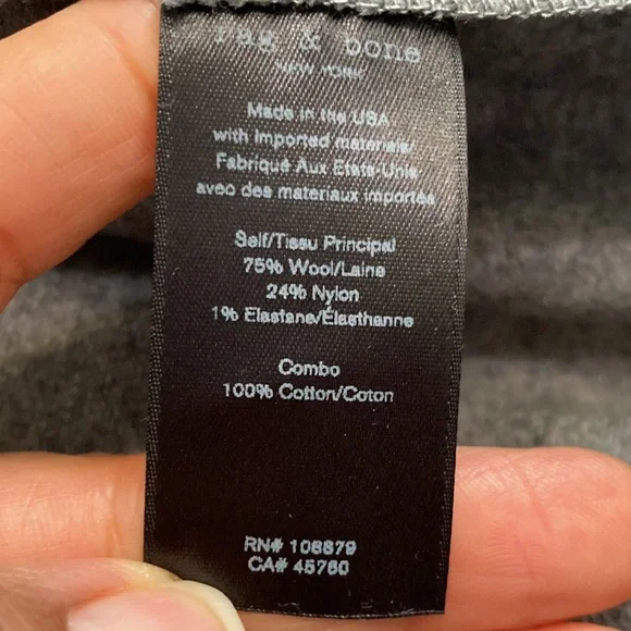 Rag & Bone Crane Grey Wool Blend Wide Leg Cropped Pants- Size 4 Career Casual